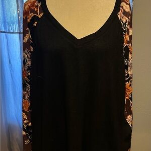 Maurices Black Top with Floral Accents